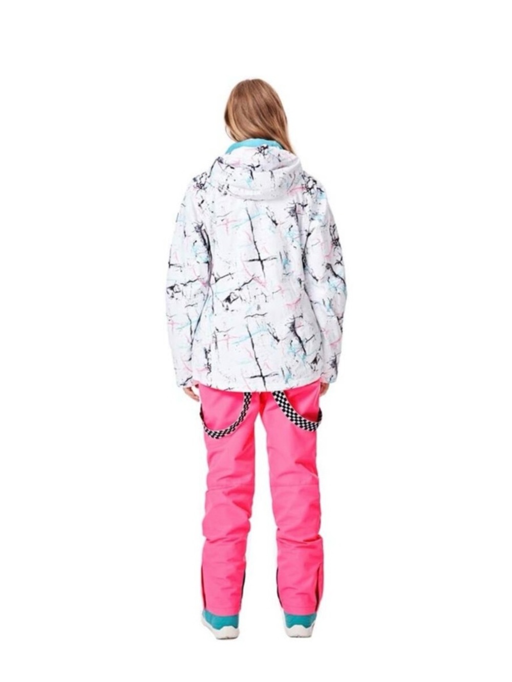 GS SNOWING | White Marble Print Snowsuit | Windproof Waterproof Insulated NWOT S - Picture 6 of 7